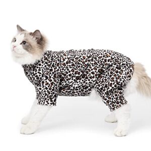 harikaji leopard cat pajamas, doggy kittens jammies onesie pjs, dog cat shirt stretchable dog jumpsuit bodysuit l