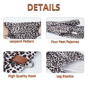 Harikaji Leopard Cat Pajamas, Doggy Kittens Jammies Onesie PJS, Dog Cat Shirt Stretchable Dog Jumpsuit Bodysuit L