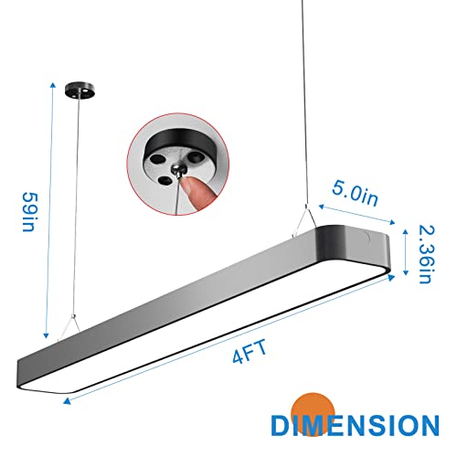 Lightdot 4ft LED Flush Mount Light Fixture, 50W Linear Kitchen Ceiling Light Fixtures, 7000LM 5000K Led Wrap-Around Shop Lights for Garage Office, Fluorescent Light Replacement, Black(4 Pack)