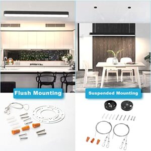 Lightdot 4ft LED Flush Mount Light Fixture, 50W Linear Kitchen Ceiling Light Fixtures, 7000LM 5000K Led Wrap-Around Shop Lights for Garage Office, Fluorescent Light Replacement, Black(4 Pack)