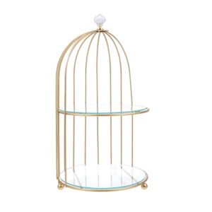 doitool gold bird cage cake stand 2 tier serving tray, 2 tier cupcake stand for dessert table display, tiered serving tray for party wedding baby shower for cupcakes fruits dessert snacks ( 2 tier )