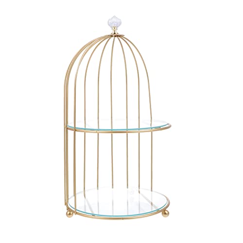 DOITOOL Gold Bird Cage Cake Stand 2 Tier Serving Tray, 2 Tier Cupcake Stand for Dessert Table Display, Tiered Serving Tray for Party Wedding Baby Shower for Cupcakes Fruits Dessert Snacks ( 2 Tier )