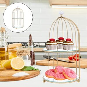 DOITOOL Gold Bird Cage Cake Stand 2 Tier Serving Tray, 2 Tier Cupcake Stand for Dessert Table Display, Tiered Serving Tray for Party Wedding Baby Shower for Cupcakes Fruits Dessert Snacks ( 2 Tier )