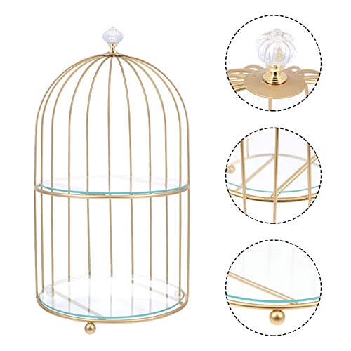 DOITOOL Gold Bird Cage Cake Stand 2 Tier Serving Tray, 2 Tier Cupcake Stand for Dessert Table Display, Tiered Serving Tray for Party Wedding Baby Shower for Cupcakes Fruits Dessert Snacks ( 2 Tier )