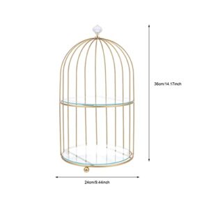 DOITOOL Gold Bird Cage Cake Stand 2 Tier Serving Tray, 2 Tier Cupcake Stand for Dessert Table Display, Tiered Serving Tray for Party Wedding Baby Shower for Cupcakes Fruits Dessert Snacks ( 2 Tier )