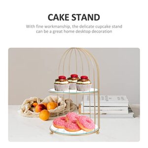 DOITOOL Gold Bird Cage Cake Stand 2 Tier Serving Tray, 2 Tier Cupcake Stand for Dessert Table Display, Tiered Serving Tray for Party Wedding Baby Shower for Cupcakes Fruits Dessert Snacks ( 2 Tier )