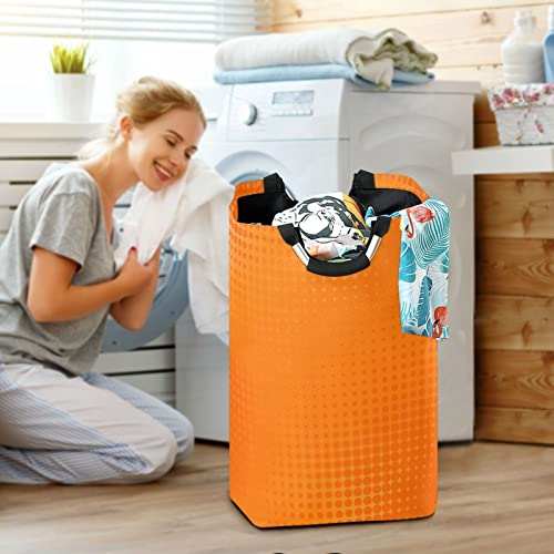 Kigai Laundry Basket Orange Dotted Line Laundry Hamper Portable Collapsible Laundry Baskets Round Dirty Clothes Basket Toy Baskets Storage 50L