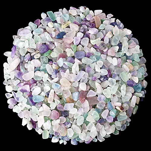 XIANNVXI Aquarium Gravel Rocks Fluorite Tumbled Chips Stone Crystals Pebbles Succulent Fish Tank Decorative Stones Natural Healing Crystals Bulk 0.87 lbs