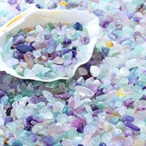 XIANNVXI Aquarium Gravel Rocks Fluorite Tumbled Chips Stone Crystals Pebbles Succulent Fish Tank Decorative Stones Natural Healing Crystals Bulk 0.87 lbs