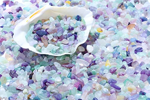 XIANNVXI Aquarium Gravel Rocks Fluorite Tumbled Chips Stone Crystals Pebbles Succulent Fish Tank Decorative Stones Natural Healing Crystals Bulk 0.87 lbs