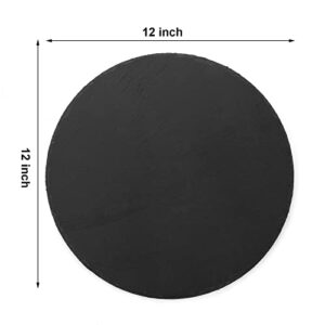 GOH DODD 12 x 12 Inch 3 Pieces Slate Cheese Boards, Round Black Stone Plates Placemats Gourmet Serving Tray Display Chalkboard for Charcuterie Meat Cake Fruit Meat Appetizers Dried Fruits Sussi