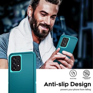 LeYi Samsung A53 5G Case: 3-in-1 Full Body Protection, Teal Blue with [2 Pack] Tempered Glass Screen Protectors