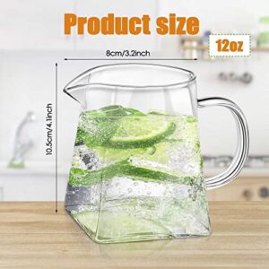 2 Pcs Small Glass Pitcher Elegant Shaped Glass Creamer Pitcher Glass Tea Pitcher Coffee Milk Creamer Pitcher Creative Milk Frothing Pitcher Milk Frother Cup Creamer Jug (Square Style)