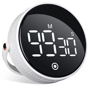hoomil timer, [easy to use][easy to read] kitchen timer, magnetic digital visual timer, with mute/loud alarm switch classroom timer for cooking, baking, sports, games, office - white