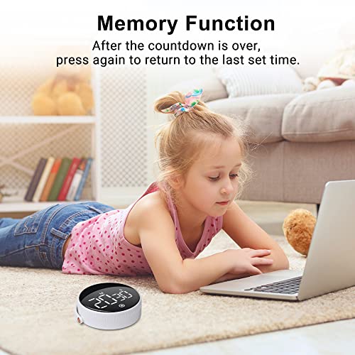 HOOMIL Timer, [Easy to use][Easy to Read] Kitchen Timer, Magnetic Digital Visual Timer, with Mute/Loud Alarm Switch Classroom Timer for Cooking, Baking, Sports, Games, Office - White