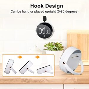 HOOMIL Timer, [Easy to use][Easy to Read] Kitchen Timer, Magnetic Digital Visual Timer, with Mute/Loud Alarm Switch Classroom Timer for Cooking, Baking, Sports, Games, Office - White