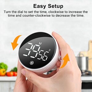 HOOMIL Timer, [Easy to use][Easy to Read] Kitchen Timer, Magnetic Digital Visual Timer, with Mute/Loud Alarm Switch Classroom Timer for Cooking, Baking, Sports, Games, Office - White