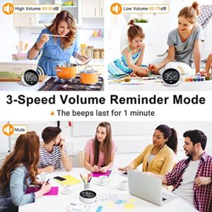 HOOMIL Timer, [Easy to use][Easy to Read] Kitchen Timer, Magnetic Digital Visual Timer, with Mute/Loud Alarm Switch Classroom Timer for Cooking, Baking, Sports, Games, Office - White