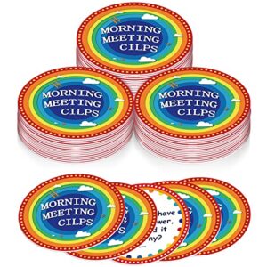 abcxgood 50 morning meeting chips for student - conversation starters for prek-2nd gr classroom - morning meeting classroom set cards for question ideas and icebreaker activity
