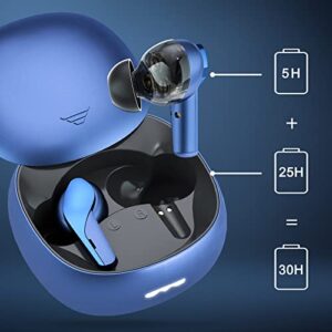 Damipow Triple Driver Hi-Res Audio Wireless Earbuds, Sound Buds Comfortable in-Ear Headphones with High Resolution, Bass Driven Sound, MEMS Mic, High Fidelity for Audiophile - Phantom Blue