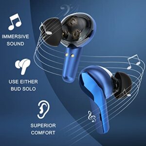 Damipow Triple Driver Hi-Res Audio Wireless Earbuds, Sound Buds Comfortable in-Ear Headphones with High Resolution, Bass Driven Sound, MEMS Mic, High Fidelity for Audiophile - Phantom Blue