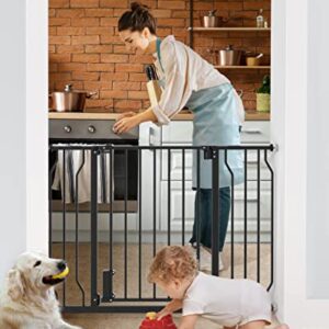 Ciays Baby Gate 29.5” to 45.3”, 30-in Height Extra Wide Dog Gate for Stairs, Doorways and House, Auto-Close Safety Metal Pet Gate for Dogs with Alarm, Pressure Mounted, Black