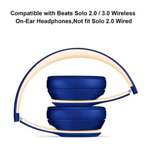 Sqrgreat Solo 2 Ear Pads Replacement for Beats Solo 3 Solo 2 Wireless Headphones, Memory Foam Protein Leather Ear Pads Replacement Earbuds Cushion(Not Fit Solo 2 Wired, Blue)