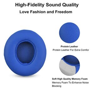 Sqrgreat Solo 2 Ear Pads Replacement for Beats Solo 3 Solo 2 Wireless Headphones, Memory Foam Protein Leather Ear Pads Replacement Earbuds Cushion(Not Fit Solo 2 Wired, Blue)