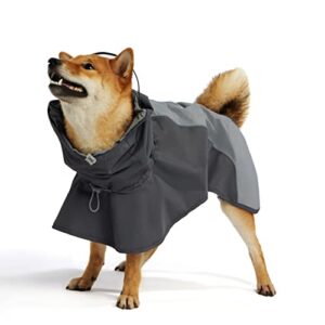 woofo dog rain poncho, waterproof & windproof dog rain coat for wet weather|super adjustable, designed with leash hole and reflective strip，size small