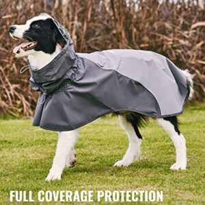 WOOFO Dog Rain Poncho, Waterproof & Windproof Dog Rain Coat for Wet Weather|Super Adjustable, Designed with Leash Hole and Reflective Strip，Size Small