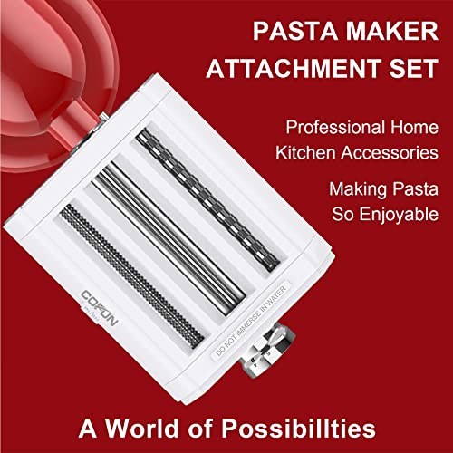 Pasta Attachment for Kitchenaid Mixer Cofun 3 in 1 Kitchen Aid Pasta Maker Assecories Included Pasta Sheet Roller, Spaghetti Cutter, Fettuccine Cutter