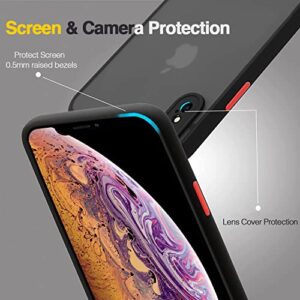 KIOMY iPhone X Case/iPhone Xs Case with 2 HD Tempered Glass Screen Protectors, Translucent Matte Protection Cover with Soft Edge, Hard PC Back and TPU Hybrid Anti Yellow slim fit shell, 5.8 inch black
