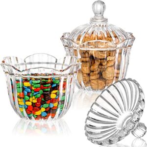 Hacaroa 2 Pack Acrylic Candy Dish with Lid, Crystal Covered Candy Bowls, Decorative Candy Jar Containers for Candy Buffet, Party, Wedding, Housewarming, Clear