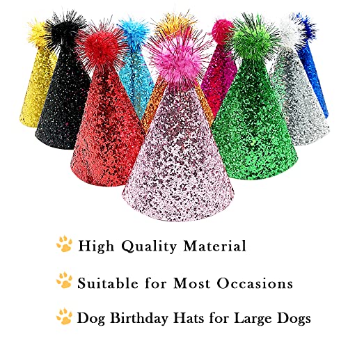 PET SHOW 10pcs Small Dog Birthday Hat Set for Boys Girls Medium Large Dogs Cat Kitten Puppies Party Hats with 0-9 Numbers 10 Glue Grooming Accessories