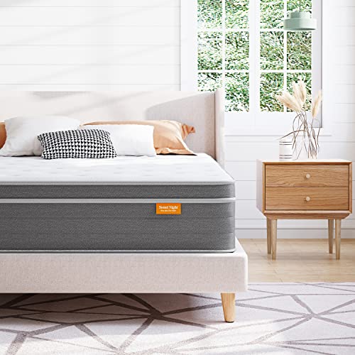 Sweetnight Queen Mattress, 12 Inch Hybrid Queen Size Mattress with Individually Wrapped Pocket Springs for Motion Isolation and Edge Support, Pillow Top Queen Mattress in a Box, Medium Firm