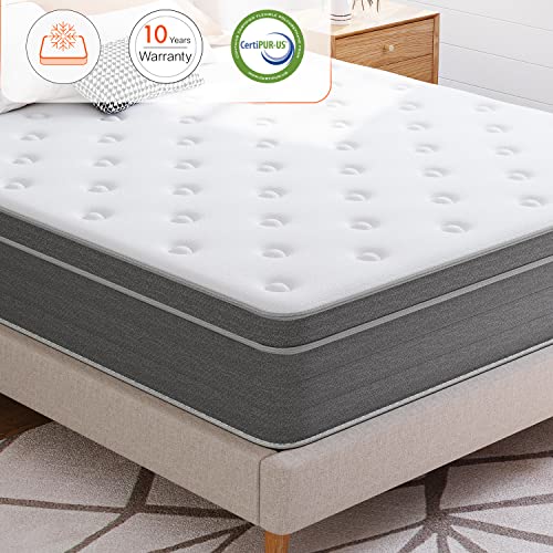 Sweetnight Queen Mattress, 12 Inch Hybrid Queen Size Mattress with Individually Wrapped Pocket Springs for Motion Isolation and Edge Support, Pillow Top Queen Mattress in a Box, Medium Firm