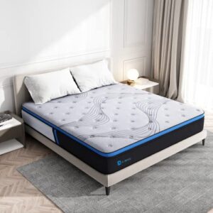avenco full mattress, full size mattress in a box, 10 inch hybrid mattress full size, grey luxury fabric with 3d breathable mesh and cooling gel foam, anti-pilling