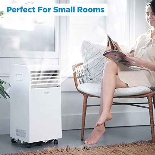 Midea 6,000 BTU ASHRAE (5,000 BTU SACC) Portable Air Conditioner, Cools up to 150 Sq. Ft., with Dehumidifier & Fan mode, Easy- to-use Remote Control & Window Installation Kit Included