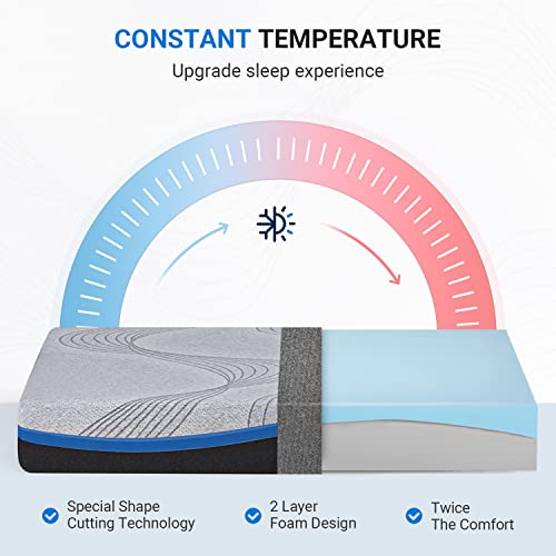 Avenco King Mattress, 10 Inch King Size Mattress in a Box, 2 Foam Layers Gel Memory Foam Mattress King for Cooling, Support & Pressure Relief, 10 Years Support