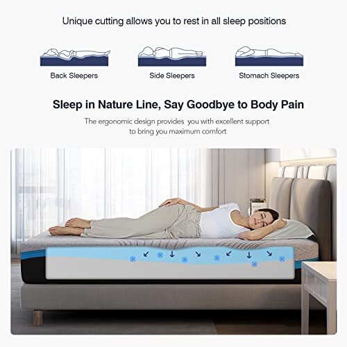 Avenco King Mattress, 10 Inch King Size Mattress in a Box, 2 Foam Layers Gel Memory Foam Mattress King for Cooling, Support & Pressure Relief, 10 Years Support