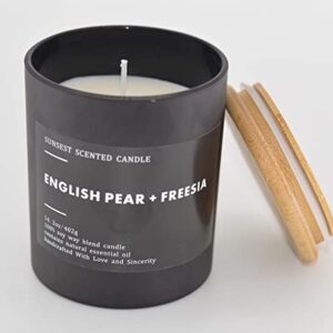 SunSest Scented Candle - English Pear & Freesia - Surprising Gifts -All Natural Soy Wax and 100% Pure Essential