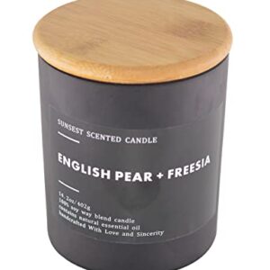 SunSest Scented Candle - English Pear & Freesia - Surprising Gifts -All Natural Soy Wax and 100% Pure Essential