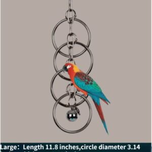 Parrot Supplies Stainless Steel Toy with Bell Bird Cage Hanging Bite Toy Cage Display Pendant for Large and Medium-Sized Birds Parakeet Budgie Cockatiel Conure African Greys (A-Large)