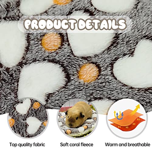 EAEDMY 4 Pieces Guinea Pig Bunny Comfortable Bed Mats Pads, Rabbit Warm Soft Bed, Hamster Bedding Pad Mats for Small Animals Chinchilla Hedgehog Baby Cats (11.8"x9.1", 1.Hearts Pattern)