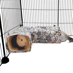 guinea pig ferret rat corner tunnel and hammock, guinea pig hideout corner tunnel & tubes for bunny rabbit hedgehog piggy chinchilla toys and cage accessories (2. tunnel-cat)
