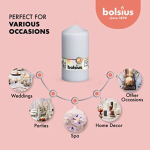 BOLSIUS 8 White Pillar Candles - 2.75 x 5 Inches - Premium European Quality - Individually Wrapped - 43 Hours Burn Time - Dripless & Smokeless - Unscented Dinner, Wedding, Party, & Restaurant Candles