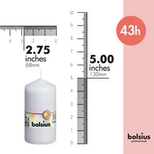 BOLSIUS 8 White Pillar Candles - 2.75 x 5 Inches - Premium European Quality - Individually Wrapped - 43 Hours Burn Time - Dripless & Smokeless - Unscented Dinner, Wedding, Party, & Restaurant Candles