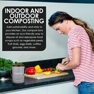 JV Compost Bin - Kitchen Compost Bin Countertop - Kitchen Composter Indoor - Compost Pail - 1.2 Gallon Compost Bin with EZ-No Lock Lid - Small Compost Bin - Odor-Free Seal - 2 Charcoal Filters