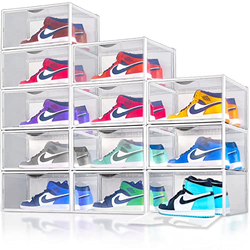 Shoe Boxes Clear Plastic Stackable, Clear Shoe Boxes Stackable, Shoe Organizer for Closet Shoe Storage Boxes, Shoe Box Sneaker Storage, Plastic Shoe Boxes With Lids, Shoe Display Case Shoe Containers