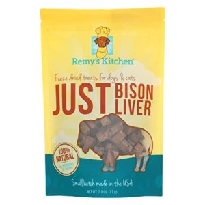 remy's kitchen just bison liver freeze dried treats for dogs and cats, brown